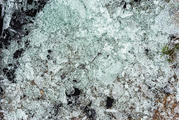 Top shot photo of a broken glass shards