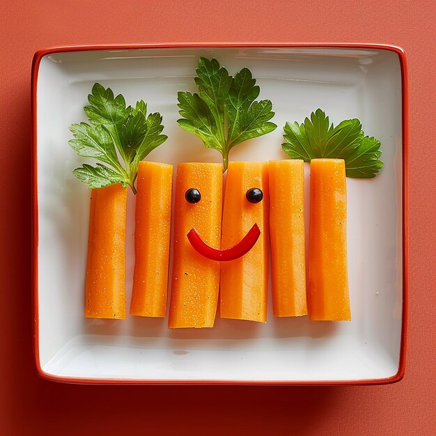 Photo top shot tasty carrot dish for kids