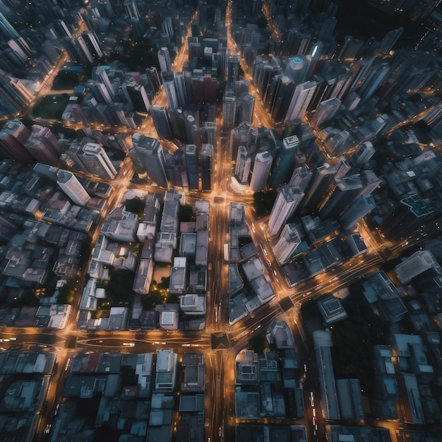 Top stedelijke stad luchtfoto straat zaken bouwen architectuur wolkenkrabber weergave Generatieve AI