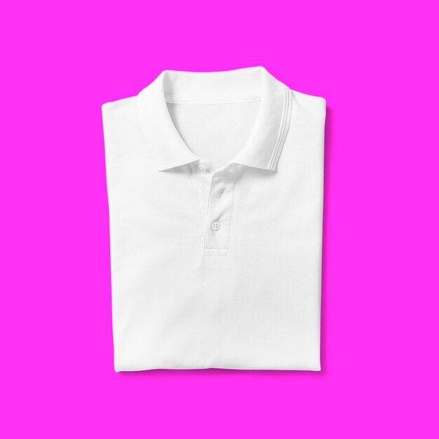 Top up up view white polo shirt folded isolated on red background suitable for your design project