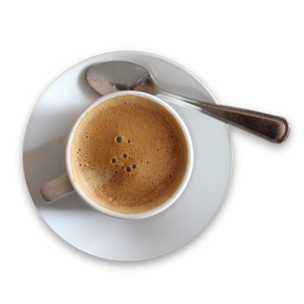카페 개념에 맞는 흰색 머그잔에 블랙 커피를 위로 올려보세요.
