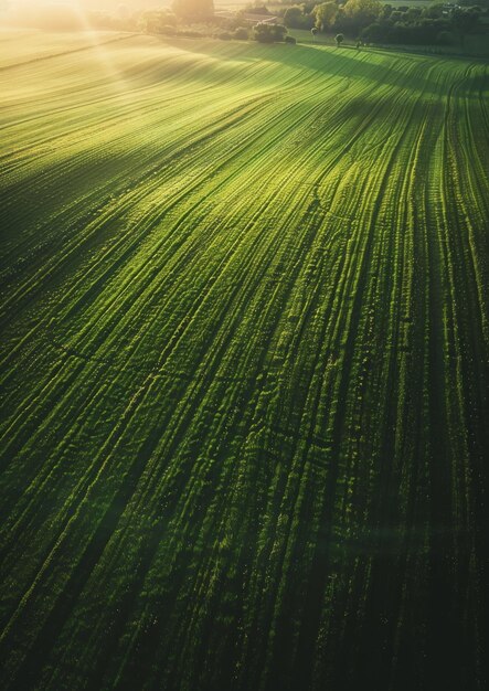 Photo top view of agricultural fields side light