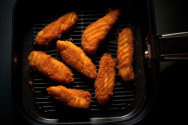 Photo a top view of an air fryer chicken strip