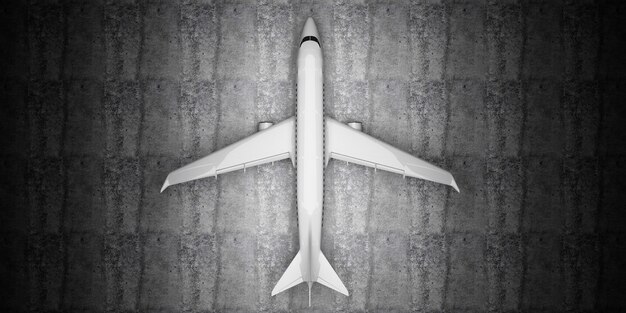 Top View of Airplane Waiting on Concrete floor at hangar