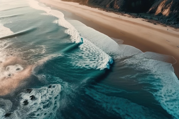 Top view of amazing sea ocean beach and sand background