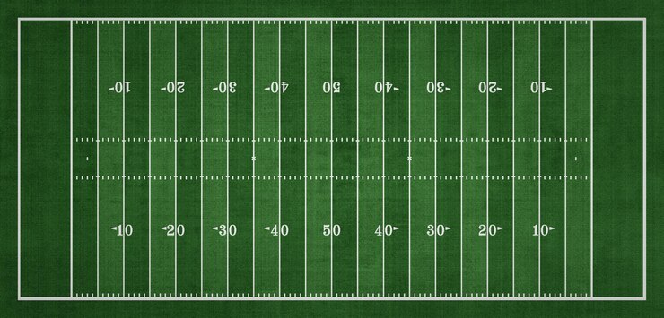 Photo top view of american football field, sport background