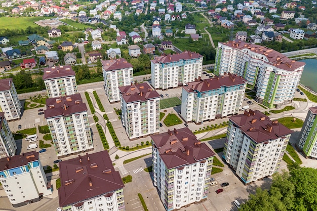 Top view of apartment tall buildings