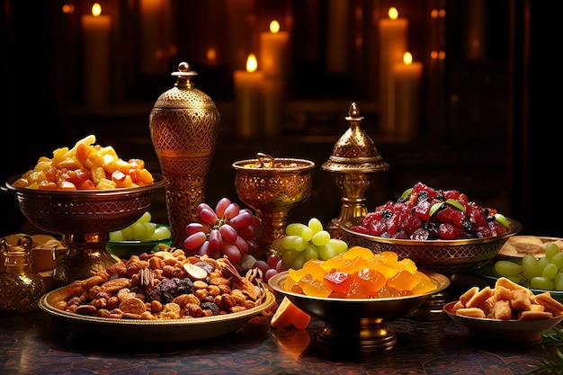 Top view of arabic food for ramadan