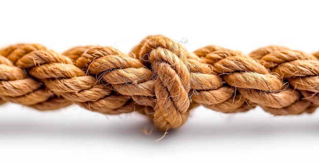 Top view of arranged marine ropes with knot isolated on white AI generated image