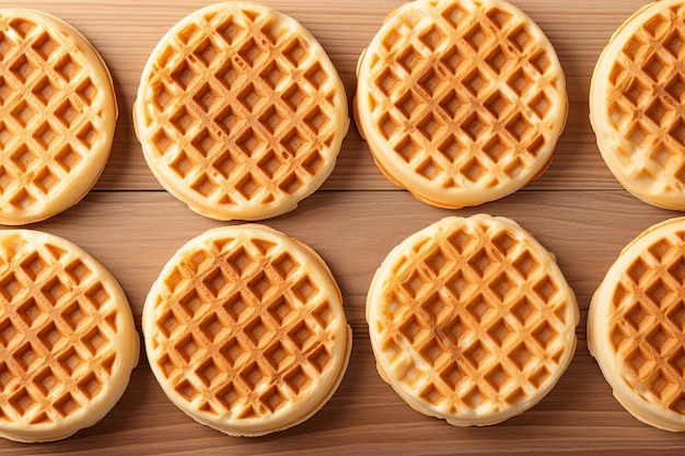 Top view of arranged waffles