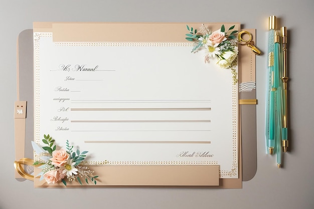 Top view arrangement of natural material stationery