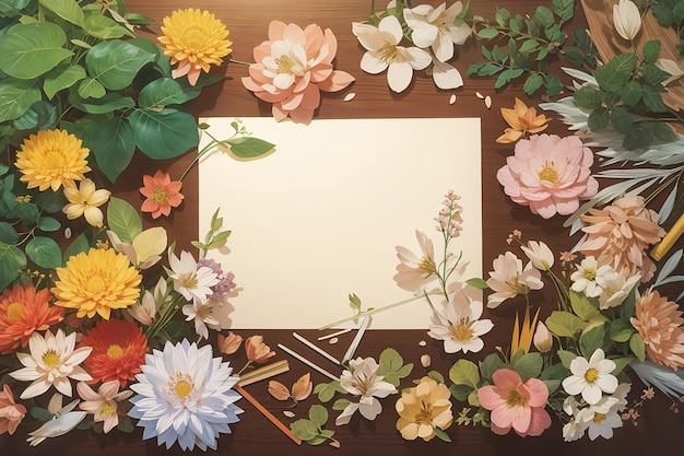 Top view arrangement of natural material stationery