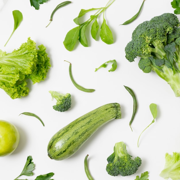 Top view assortment of fresh vegetables