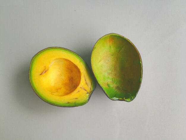 Top view avocado isolated on white background