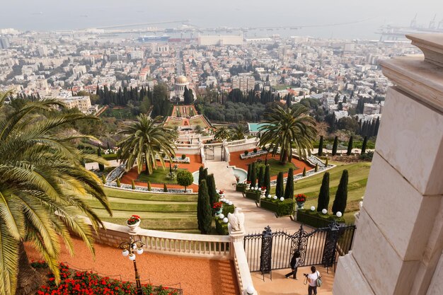 Top view of the Bahai garden terrace