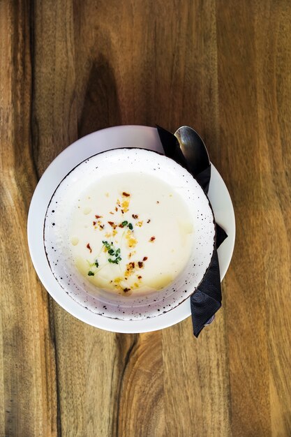 Top view at baked celery soup