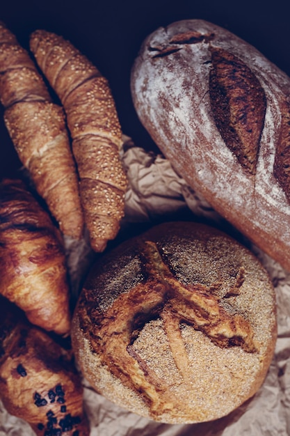 Top view of baked goods from a local bakery.