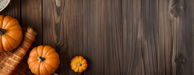 top view banner autumn pumpkin with copy space ai generated