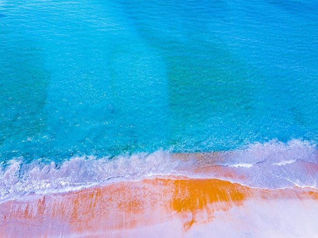 Top view beach colorful sea surface Nature sea beach sand background