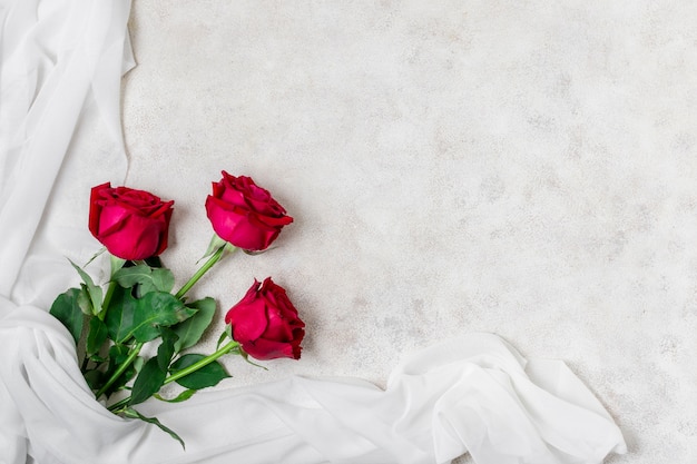 Photo top view beautiful red roses