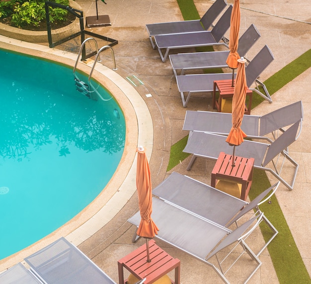 Top view of beautiful swimming pool