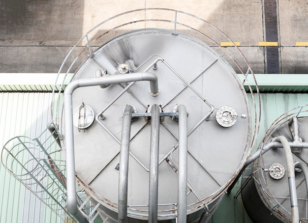 Photo top view beer fermentation tank