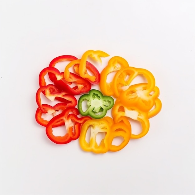 Photo top view bell pepper sliced