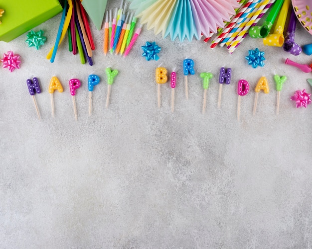top view birthday concept with copy space