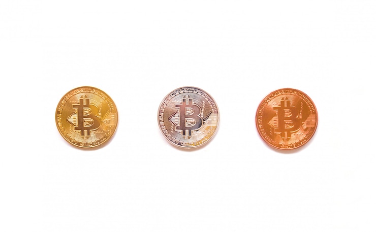 Photo 分離されたビットコインのトップビュー