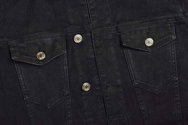 Top View of Black Denim Jacket Texture