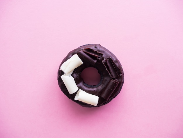 Top view, black donut.