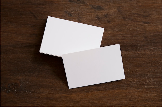 Photo top view of blank business cards