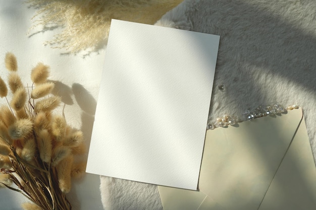 Photo top view blank card with clipping path