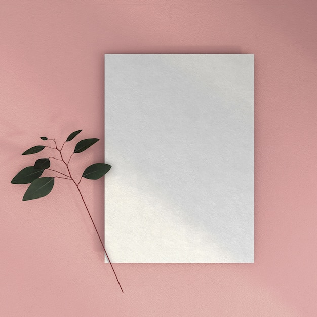 Top view on blank paper with branches