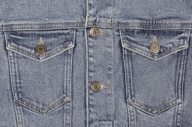 Top View of Blue Denim Jacket, Pocket of denim jacket