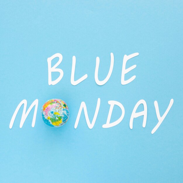 Photo top view of blue monday concept