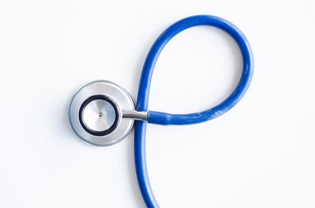 Top view blue stethoscope background