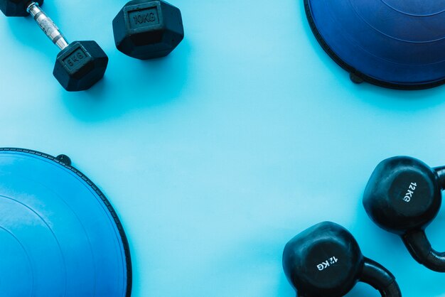 Top view blue weights