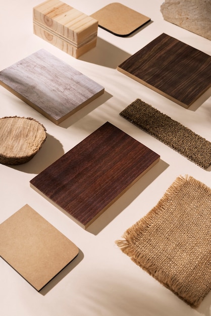 top view on boards of mdf material