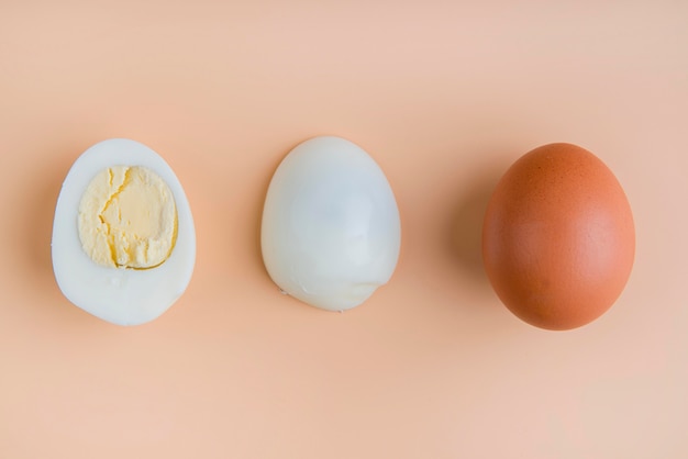 Top view boiled eggs