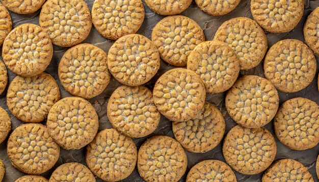 Foto top view boterchipcookies op tafel achtergrond achtergrond zoet zelfgemaakt dessert