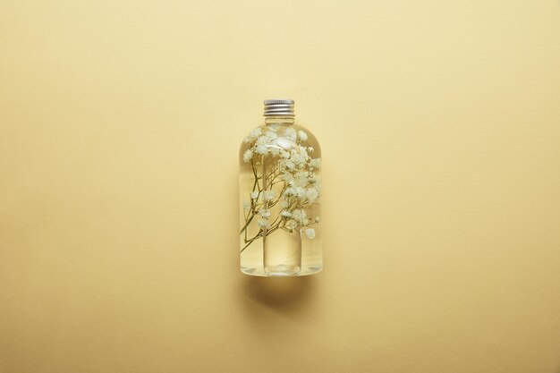 Photo top view bottle organic beauty