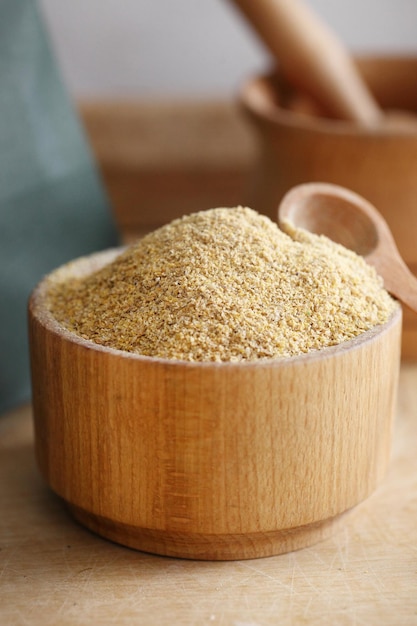 Top view of bowl with mustard powder