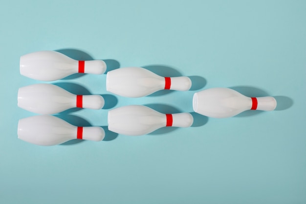 Top view bowling pins arrangement