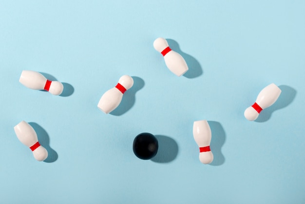 Top view bowling pins arrangement