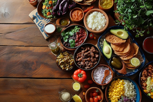 Foto vista superiore del cibo brasiliano con spazio di copia