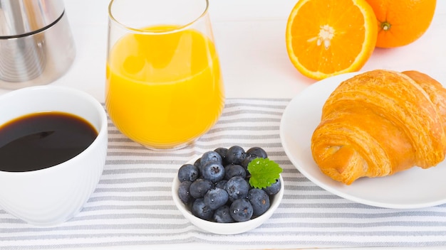 Top view of breakfast table