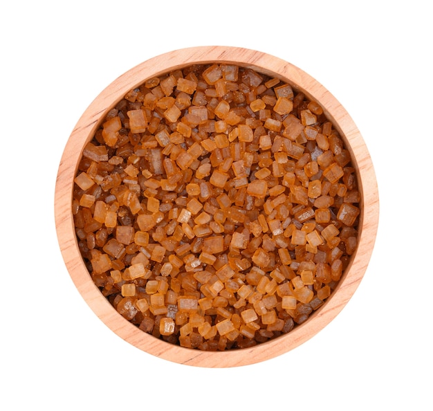 Top view of Brown rock sugar isolate isolated on white