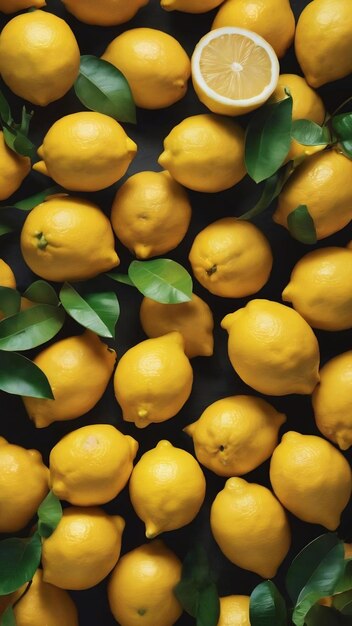 Top view bunch of lemons with copy space