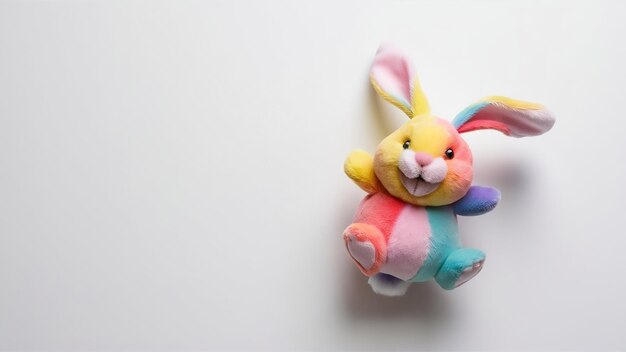 Top view bunny toy with white background